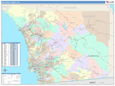 San Diego County, CA Digital Map Color Cast Style